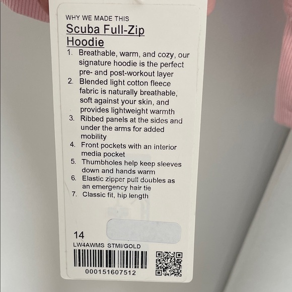 lululemon Pink Women's Scuba Full-Zip Hoodie - Picture 3 of 5